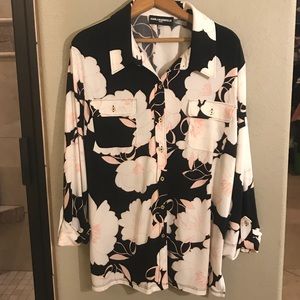 Karl Lagerfeld Paris 3/4 Sleeve Button Down Large